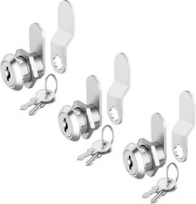 3 Pack Cabinet Locks with Keys, 5/8" Cam Lock keyed Alike, Secure Drawer File Ca