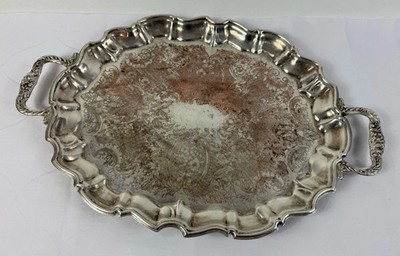 Antikes versilbertes Serviertablett Emess Silver gepunzt 55 cm