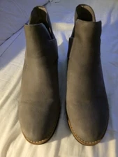 Eileen Fisher Lark Leather Chelsea Boot Gray Suede Pull On Wedge Size 8.5 NWOB