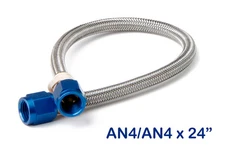 NOS 15230NOS Stainless Steel Braided Hose -4AN 2-foot Blue