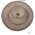 VTG Fire King Anchor Hocking Swirl Milk Glass Gold Trim 4Plates &4 Cup &Saucers