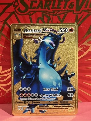 Pokémon gold metal Inspired Card Charizard Vmax For Display Art