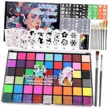 54 Colors Face Painting Kit for Kids, Professional Water Activated Face paint 