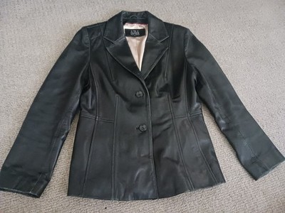 Wilsons Leather Pelle Studio Women's Black Genuine Leather Jacket Size Medium