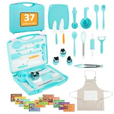 37 PCS Kids Cooking Baking Set Storage Container Utensils Apron Girls Boys
