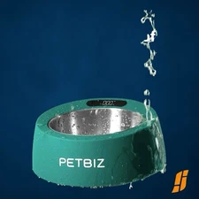 PETBIZ Large Smart Pet Food Measuring Feeding Bowl , Green, Washable