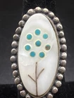 Vintage Native American Zuni Sterling Silver Turquoise, MOP Inlay Ring Sz 6 (J)