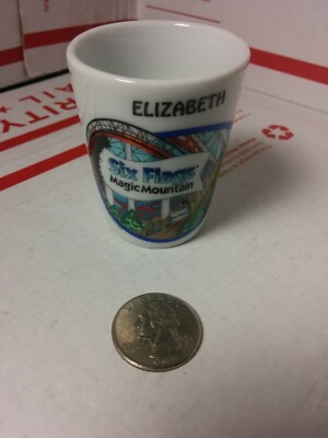 Vintage 1995 Six Flags Magic Mountain Ceramic Shot Glass ELIZABETH LIZ - COOL