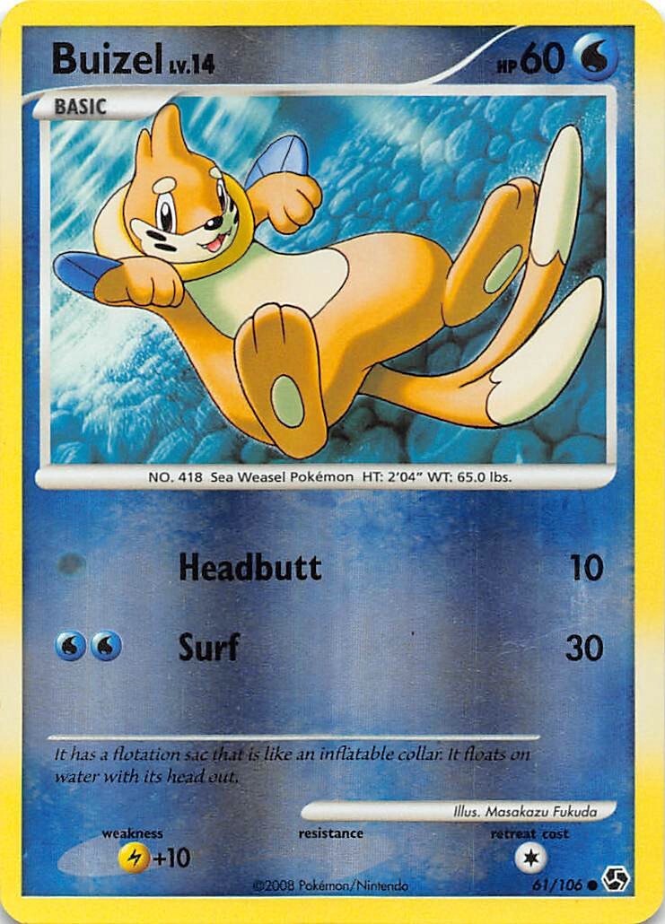 BUIZEL 61/106 - REVERSE HOLO - Great Encounters - 2008 POKEMON CARD - NM/LP