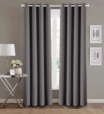 Blackout Curtain Living Room Darkening Charcoal Gray Shade 2 Panel Set