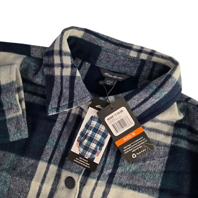 Eddie Bauer 286485 Womens Medium Greenwood Plaid Boyfriend Pocket Shirt Jacket