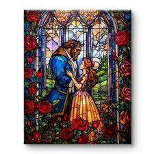 Disney Beauty And The Beast Children Cartoon Painting Art Framed Canvas 20x30"
