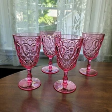 Pink Swirly Acrylic Wine Glasses Goblets New Set of 4 Denmark Design Rice Co