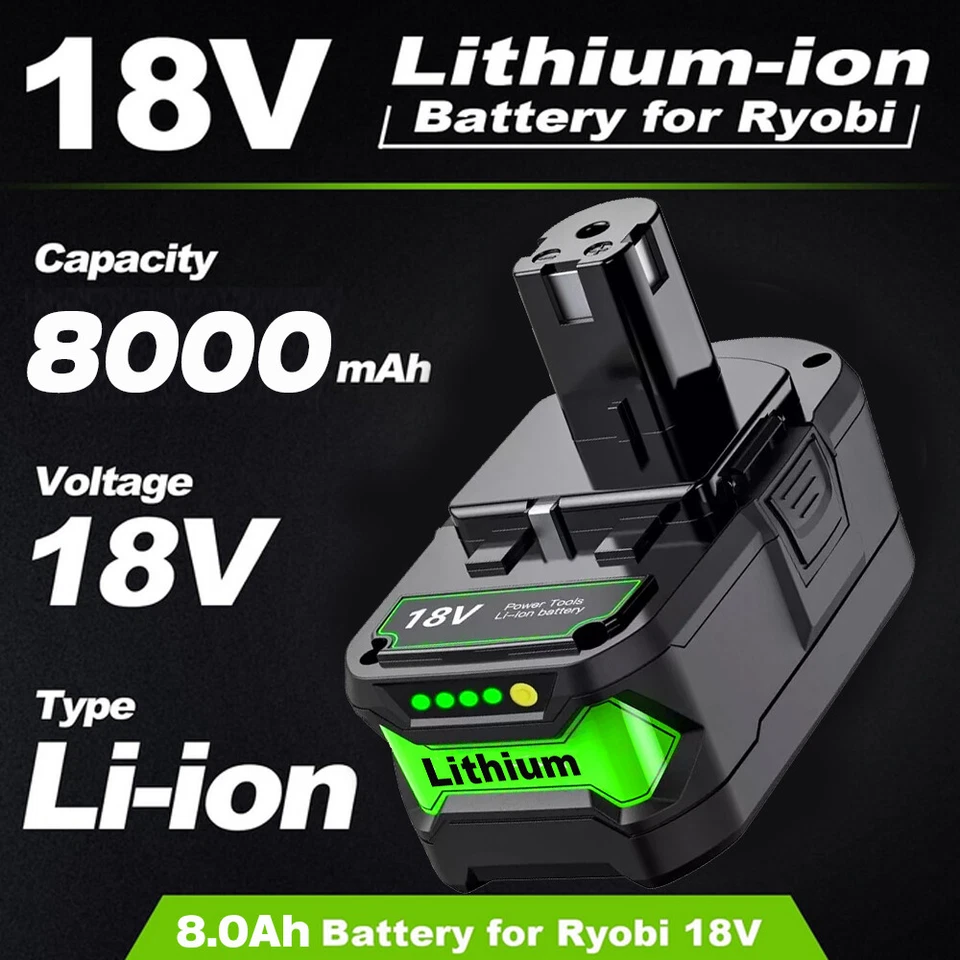 PACK 8.0Ah 18V Lithium-Ion For RYOBI P108 P107 One Plus High Capacity Battery - Image 4 of 4
