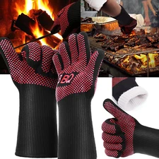 Hot 662°F Heat Proof Resistant Barbecue BBQ Grilling Gloves Kitchen Cooking Long