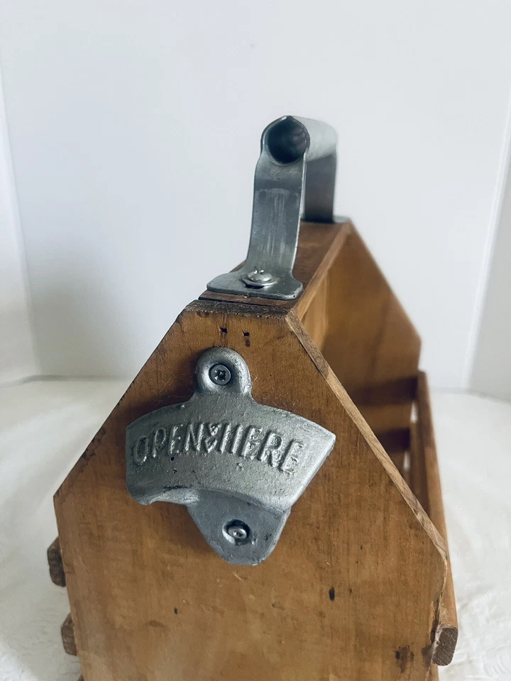 Деревянный держатель для бутылок стойка ящик с металлическим открывалкой для бутылок - Изображение 2 из 4