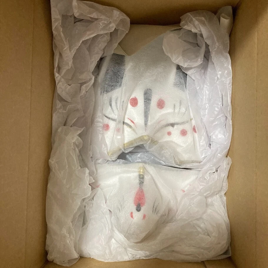 Komendo Top & Lower Half Face Fox Mask 2 Set Hand Painted Kitsune Paper Japan - Image 4 of 4