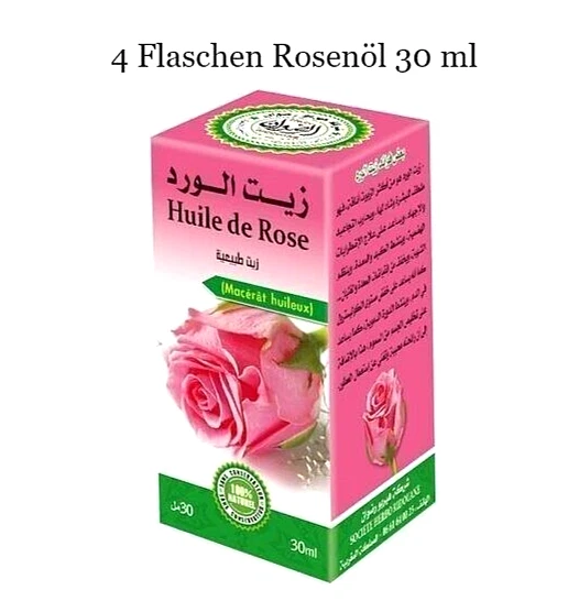 ROSENÖL 4 Bottiglie Olio di Rosa 100% Naturale Olio Essenziale di Rosa Terapia Olio Anti Aging