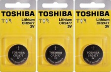 3 Toshiba CR2477 2477 Lithium Coin Cell 3V Batteries