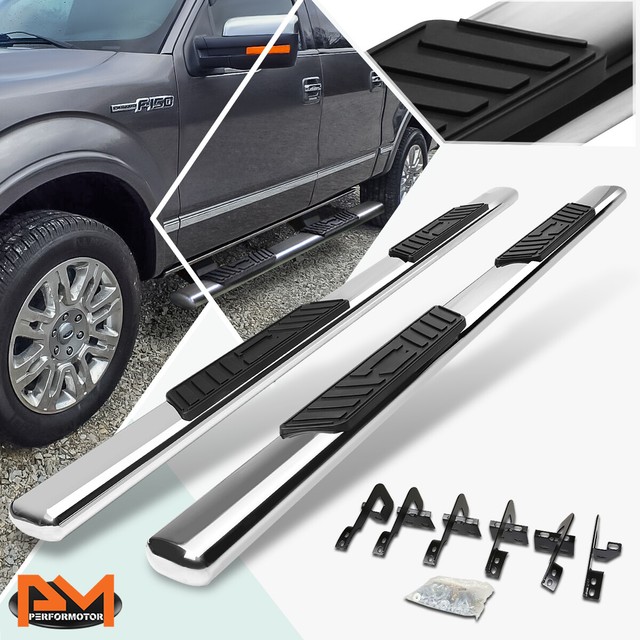 FOR 0103 FORD F150 SUPERCREW CAB BOLTON 5" BLACK COATED OVAL STEP NERF