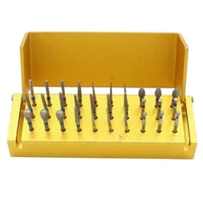 30Pcs Dental Diamond Burs Drill+5 Disinfection Bur Block High Speed Handpiece