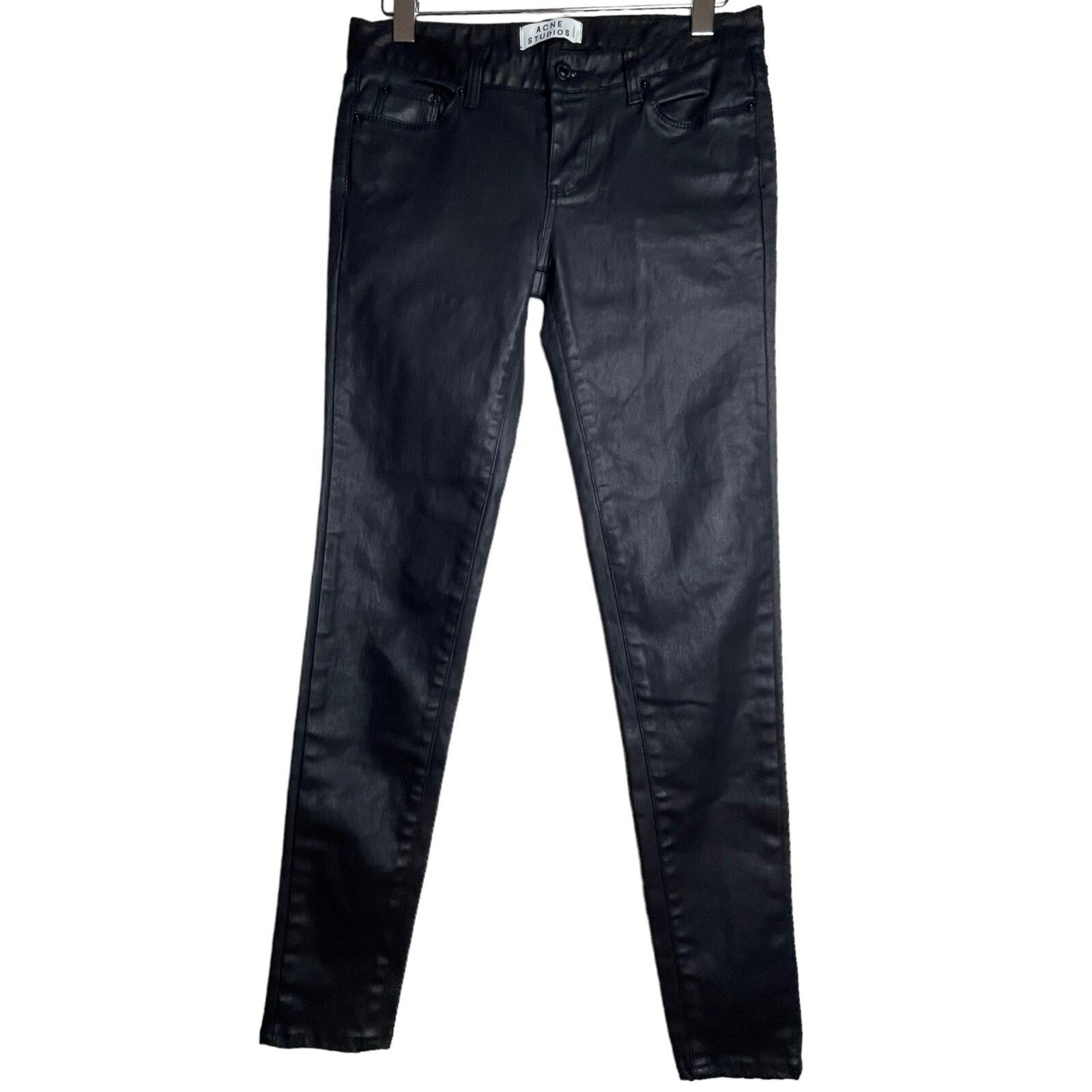Acne Studios Womens Bliss Merci Paw13 Black Coated Cotton Jeans  
