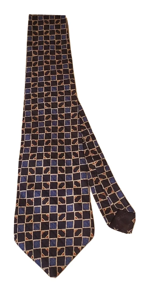 Галстук мужской Concepts от Claiborne синий/черный с гемметрическим принтом 100% шелк L 58 дюймов W 4 дюйма - Изображение 3 из 4