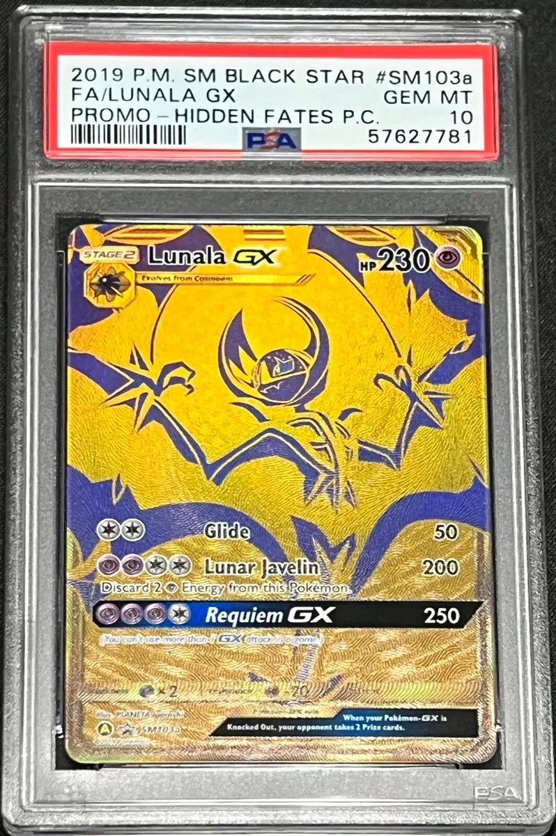 PSA 10 LUNALA GX SM103a Gold Hidden Fates Promo Pokémon Card GEM MINT