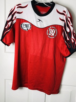 red black and white soccer jersey