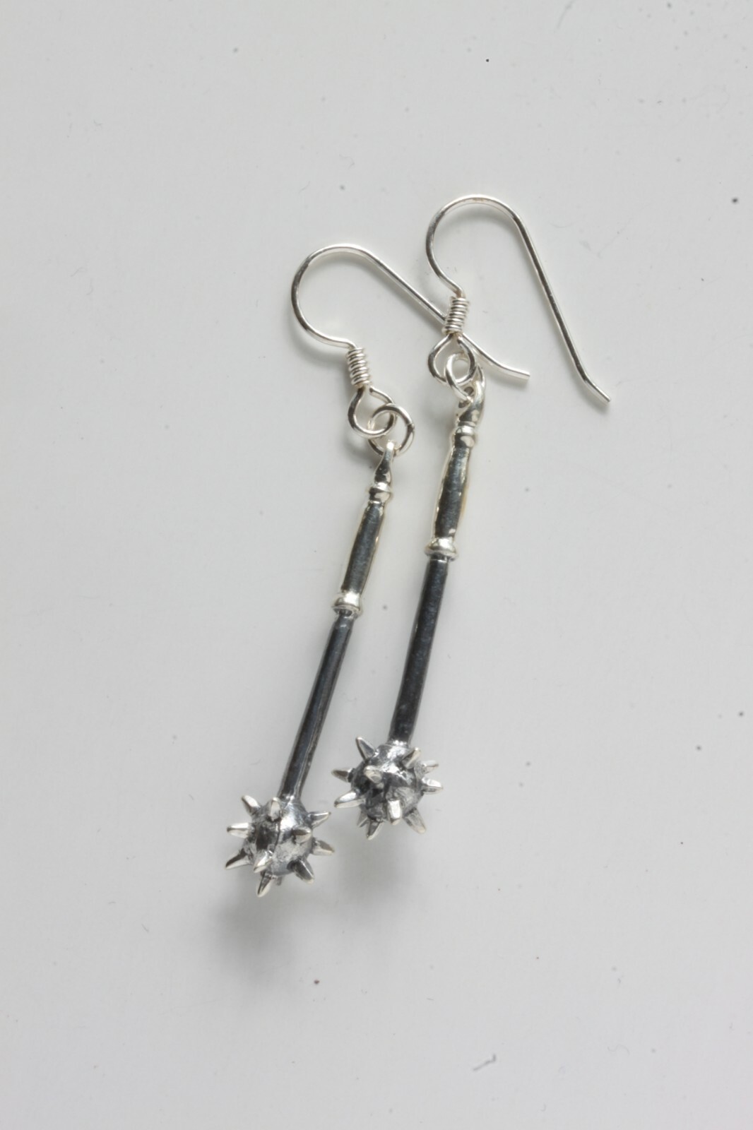 Mace earrings. Hand made in sterling silver. Dark patina. eBay