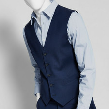 Tommy Hilfiger Men's Blue Wool Modern-Fit TH-Flex Stretch Suit Vest Size XL.