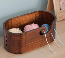 Extra Large Wooden Yarn Bowl for Crocheting Knitting Holder Storage 11.2x6.1x4.7