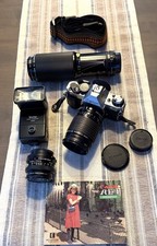 Canon AE-1 Program 35mm SLR with 3 Canon FD Lenses, Vivitar Flash Camera Bag