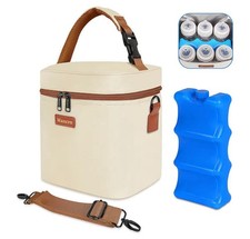 Breastmilk Cooler Bag with Ice Pack Fits 6 Insulated Baby Bottles Up to 9 Oun...