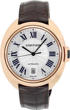 Cartier Cle in 18k rose gold on a leather strap