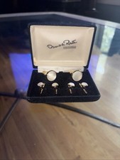 Oscar de la Renta Mother Of Pearl Cufflinks  Shirt Studs Set Formalwear
