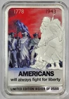 Americans "The Fight" For Liberty .999 2 oz Silver Bar Limited Edition #0109