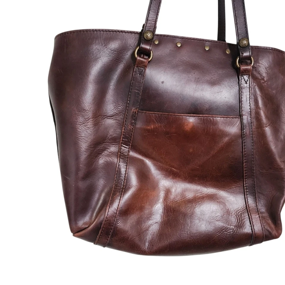 Patricia Nash Benvenuto Tote Bag Brown Calf Hair Leather Studded - Image 3 of 4