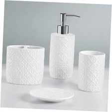Ceramic Bathroom Accessories Set, Vanity Decor Storage Assorted Sizes White