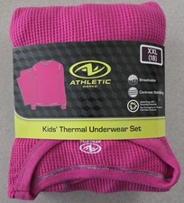 Athletic Works Girls XXL 18 Waffle Thermal Underwear Set PINK RIOT 10726
