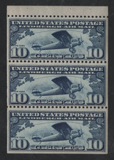 US 1927 AIR MAIL SCOTT #C10a BOOKLET PANE OF 3 MINT NEVER HINGED NEATLY CENTERED
