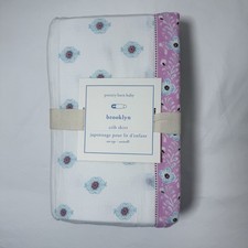 NWT Pottery Barn Brooklyn Crib Skirt White W/ Blue, Pink Floral Medallion
