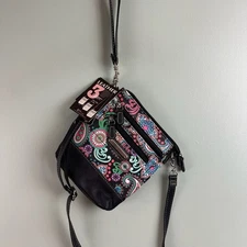 Stone Mountain Leather Floral Paisley Small Bagger Wristlet Clutch 3 in 1 Purse