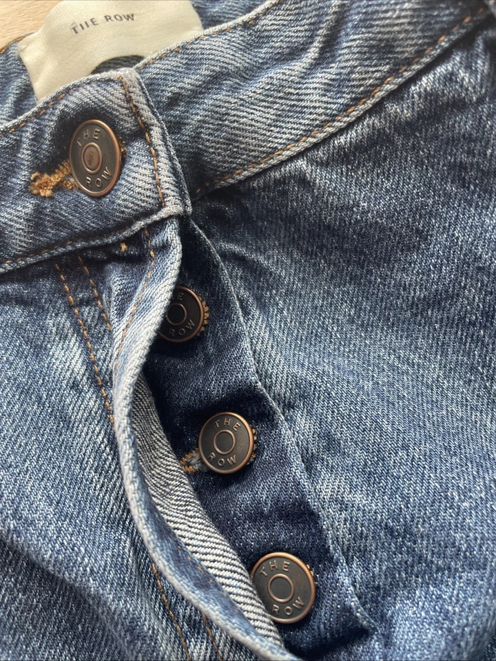 Pantalones de mezclilla The Row para mujer talla 32x24 recortados rectos tiro alto dobladillo crudo lujo Italia Foto 4 de 4