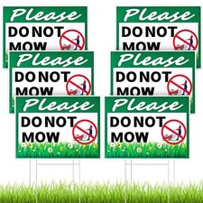 6 Pcs Please Do Not Mow Sign with Metal H Stake 12 x 9 Inches No Mow May Yard...