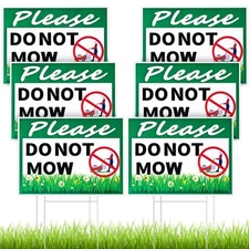 6 Pcs Please Do Not Mow Sign with Metal H Stake 12 x 9 Inches No Mow May Yard...