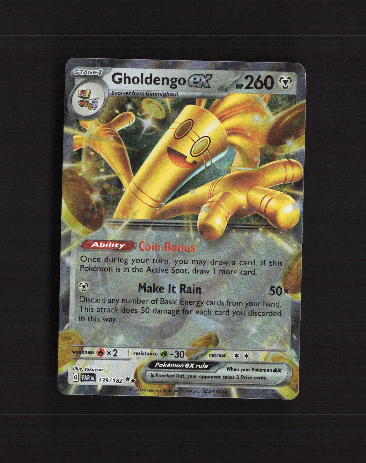 Gholdengo ex 139/182 Paradox Rift Ultra Rare Holo Pokemon Card LP+