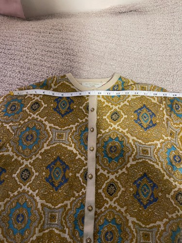 Vintage Park Storyk 50’s/1960's Metallic Gold Blue Acrylic Cardigan Sweater Sz M - Picture 18 of 23