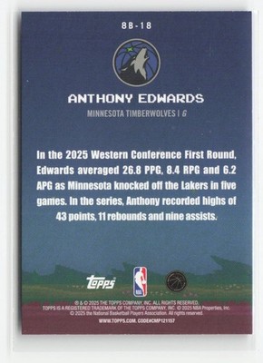 2025-26 Topps #8B-18 Anthony Edwards 8-Bit Ballers Holo Foil | eBay