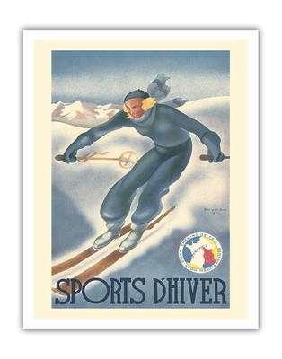 Winter Sports (Sports d Hiver) - Vintage PLM Railroad Travel Poster Georges Arou